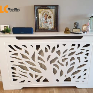 Masca calorifer alba din lemn MDF, realizata la comanda, design modern